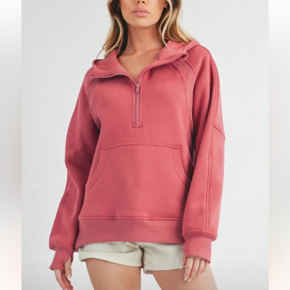 M Mauve Aemi+Co Pink Half-Zip Sweater - Picture 1 of 6